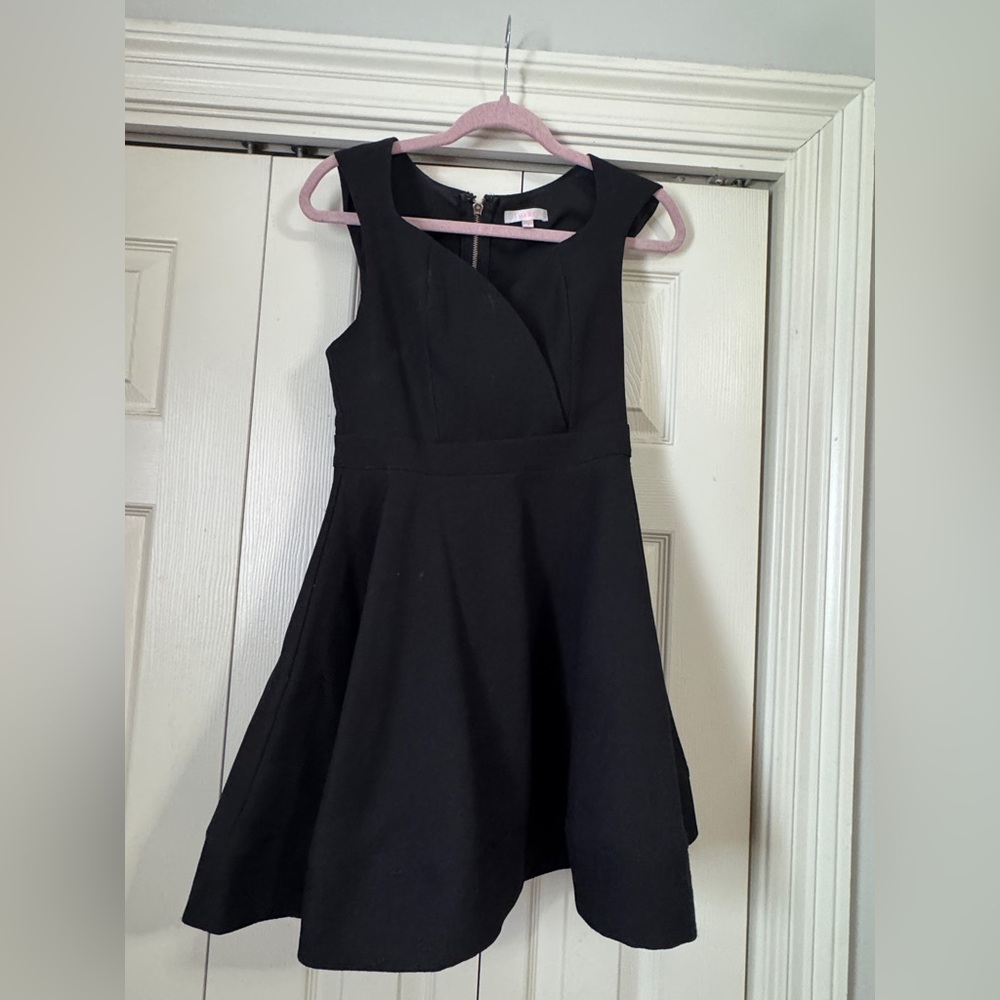 Luxxel Black V-Neck Fit and Flare Mini Dress from Hemline